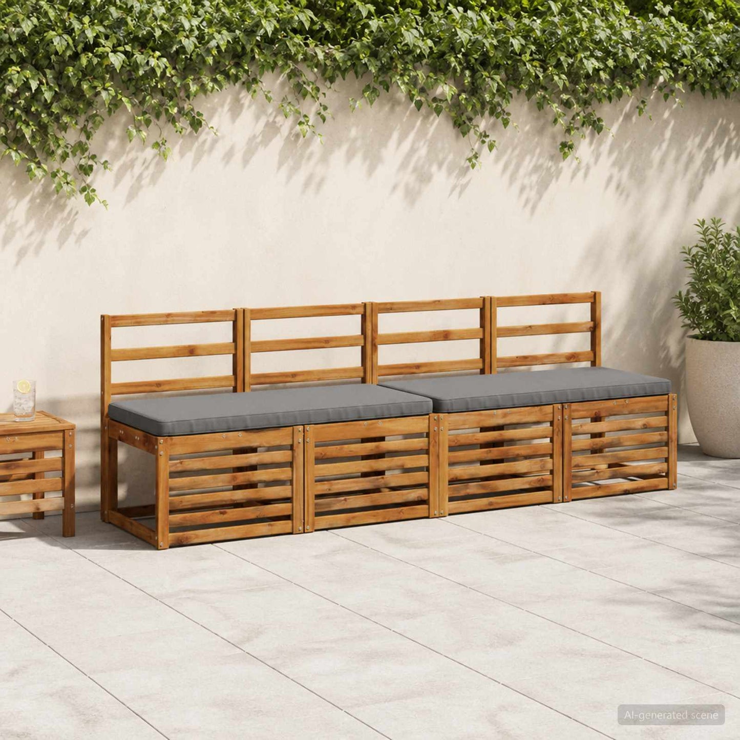 vidaXL 1-Piece Bench Cushion VUGHT 100% Polyester Grey 100 x 50 x 5 cm