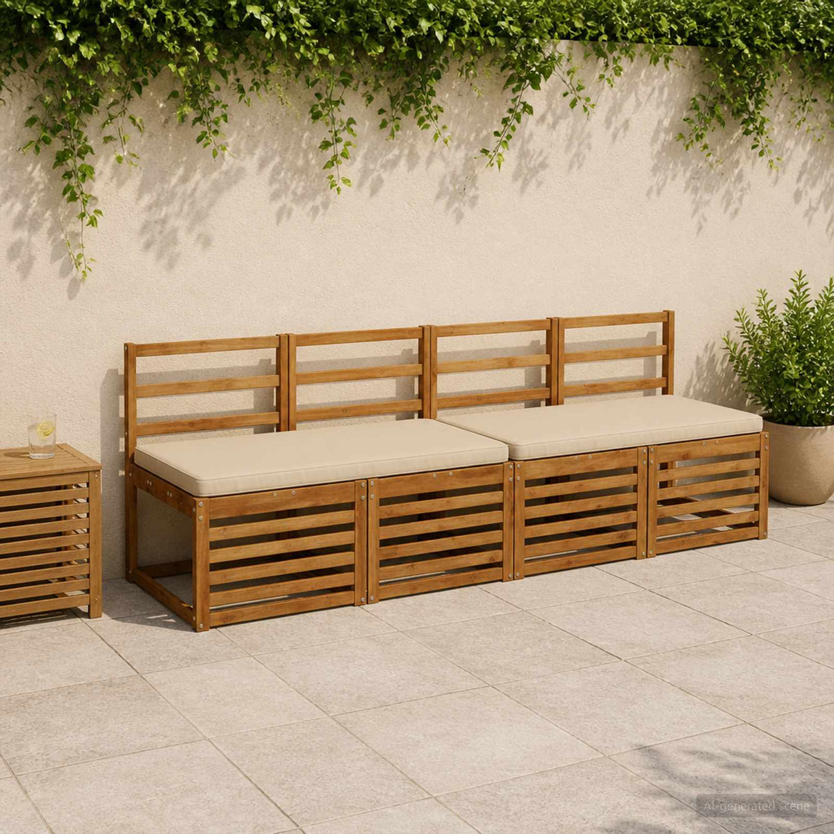 vidaXL 1-Piece Bench Cushion VUGHT 100% Polyester Cream