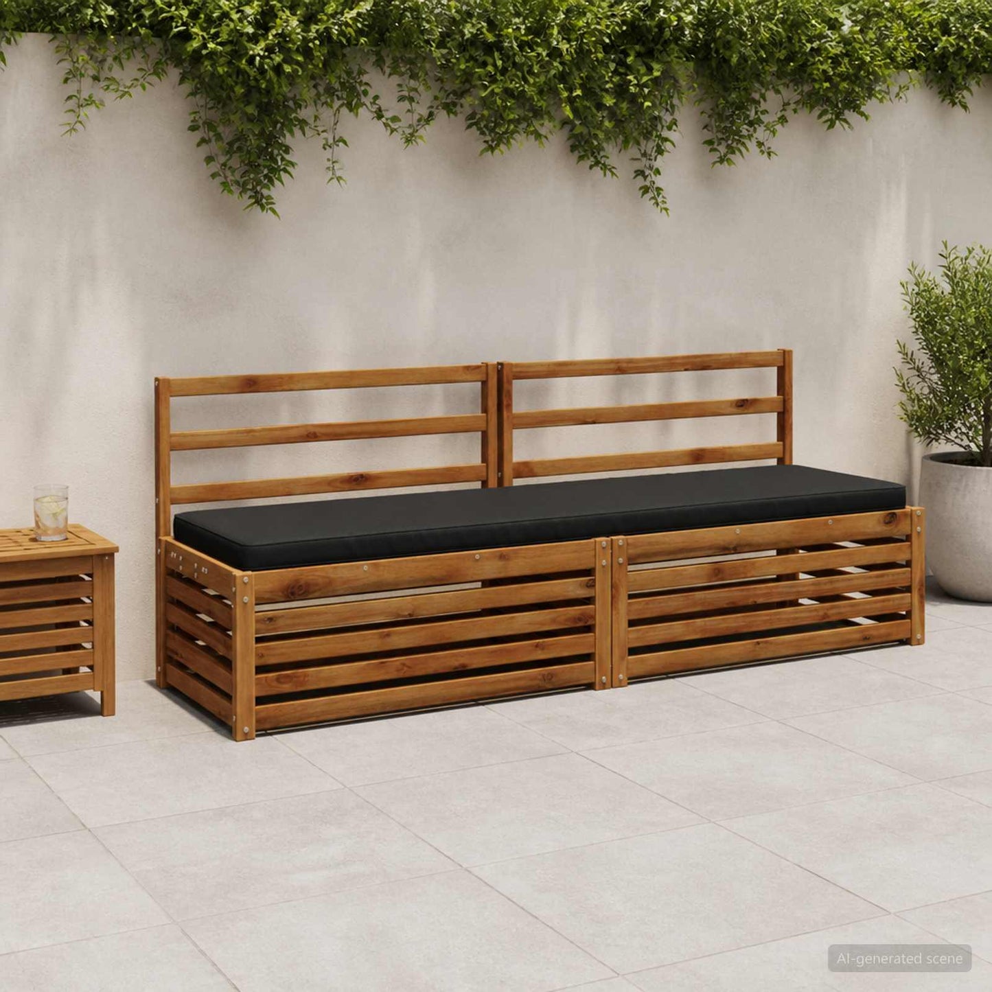 vidaXL 2-Piece Bench Cushions VUGHT 2 pcs 100% Polyester Black
