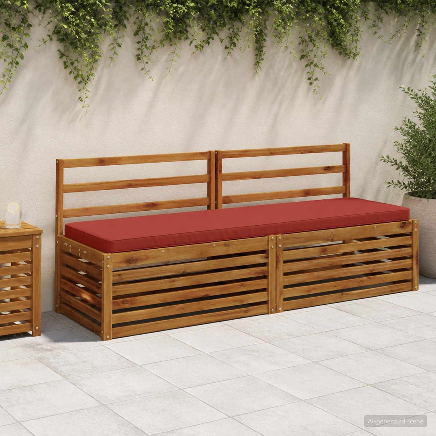 vidaXL 1-Piece Bench Cushion VUGHT 100% Polyester Red 200 x 50 x 5 cm