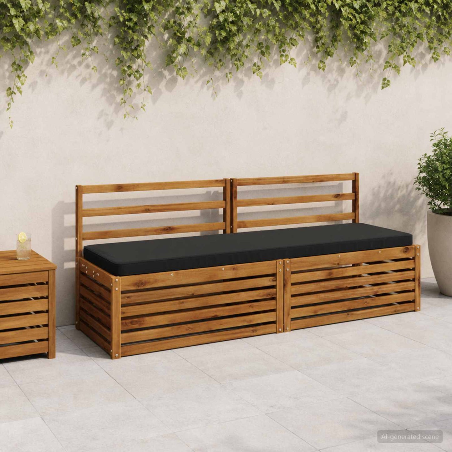 vidaXL 2-Piece Bench Cushions VUGHT 2 pcs 100% Polyester Black