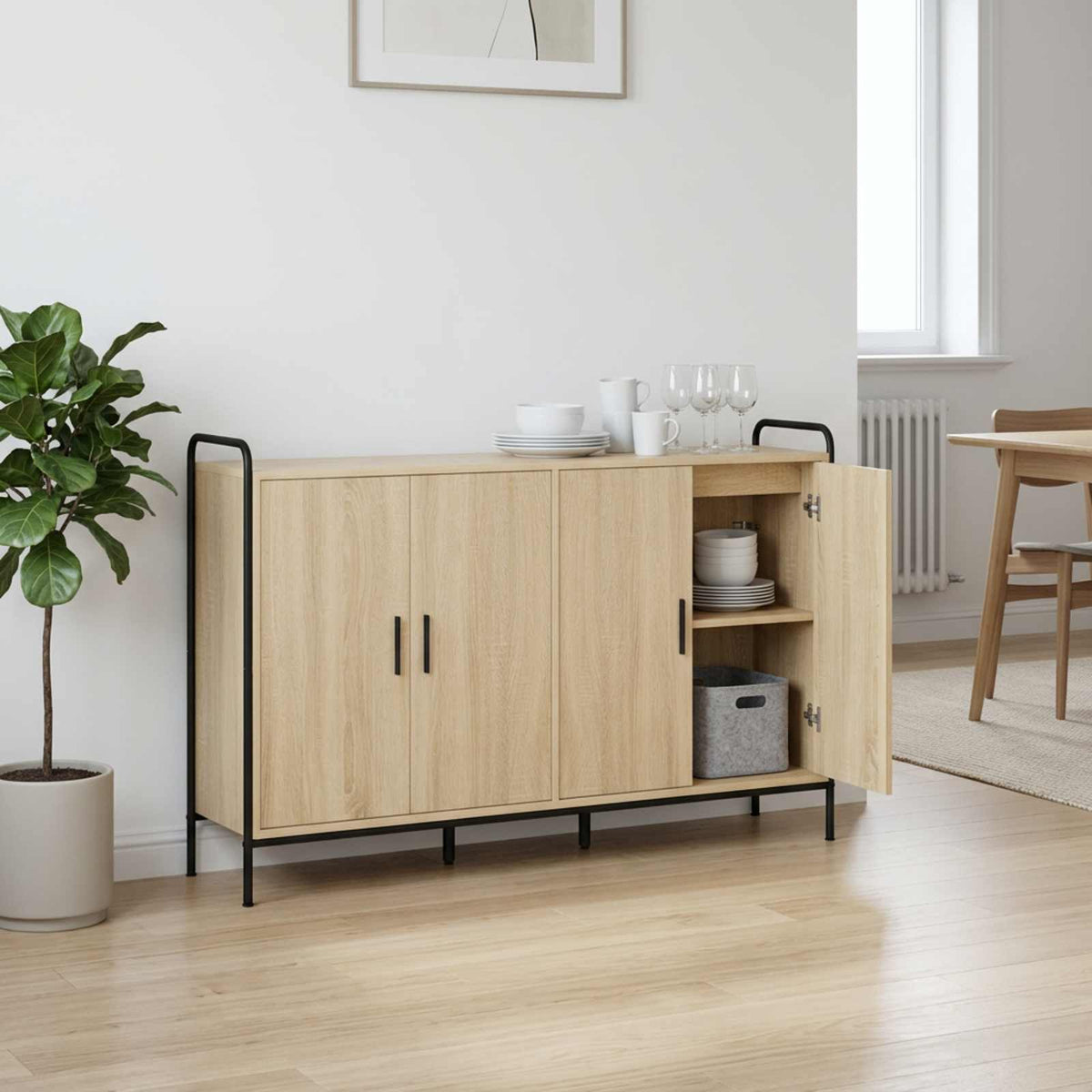 vidaXL Sideboard Sonoma Oak 135 x 33 x 81 cm Engineered Wood