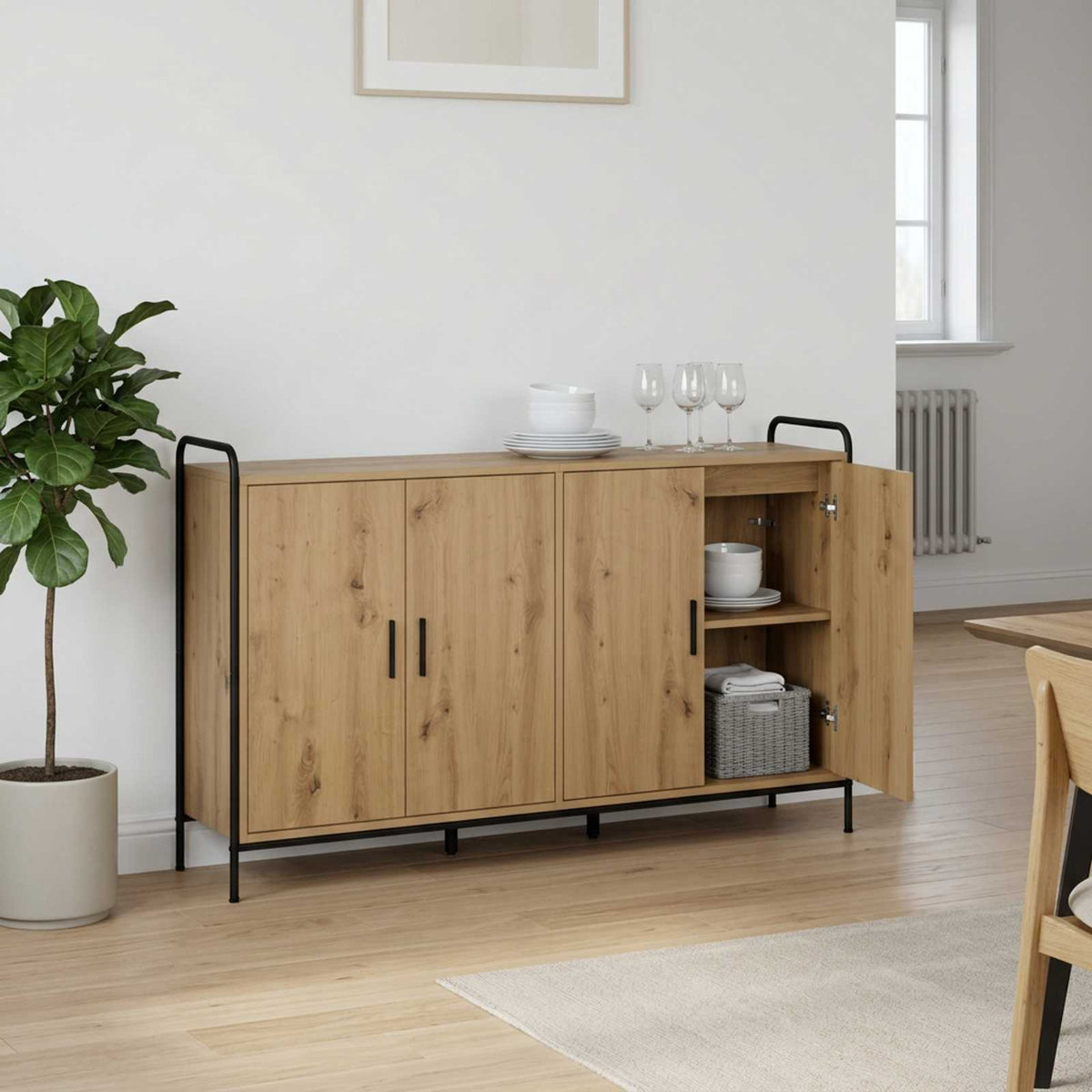 vidaXL Sideboard Artisan Oak 135 x 33 x 81 cm Engineered Wood