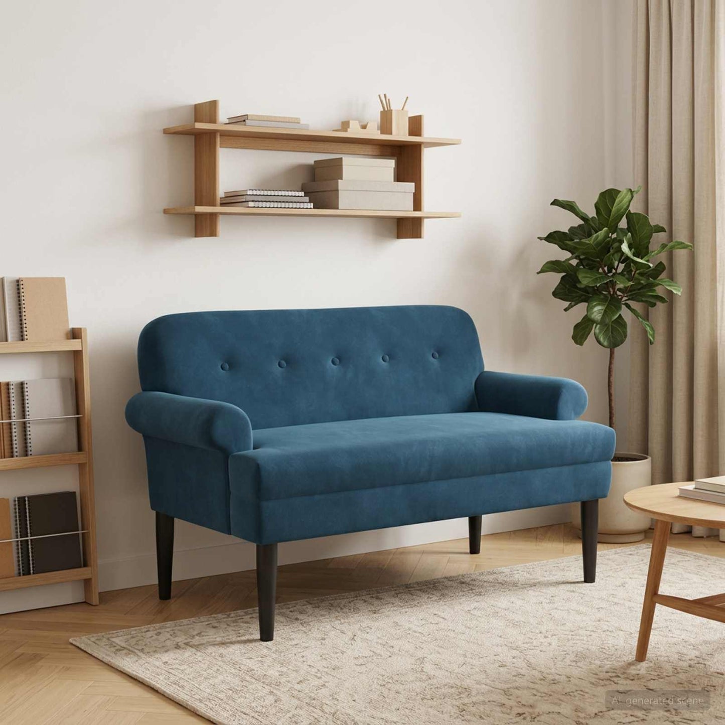 vidaXL Loveseat with Button Tufted Blue 120 x 66 x 78 cm Velvet