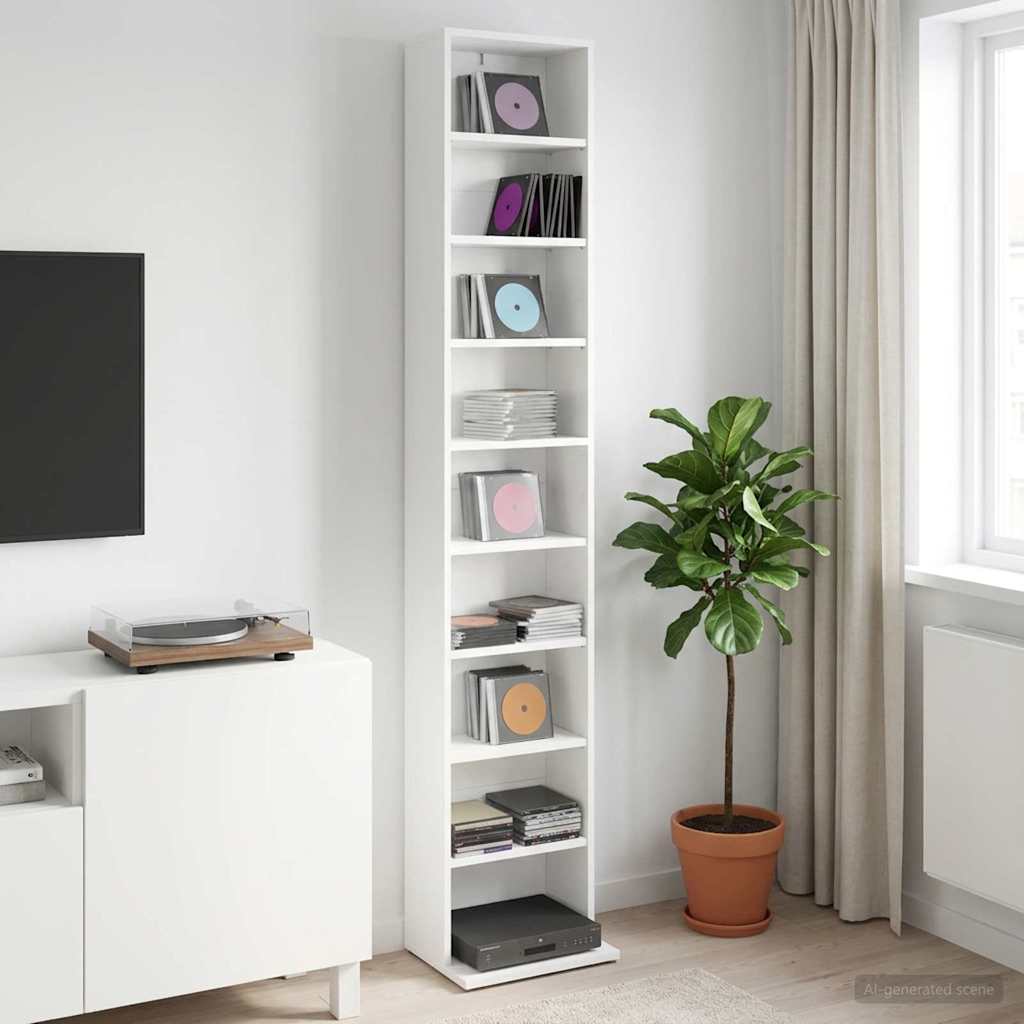 vidaXL CD Cabinet White 33 x 23.5 x 175 cm Engineered Wood