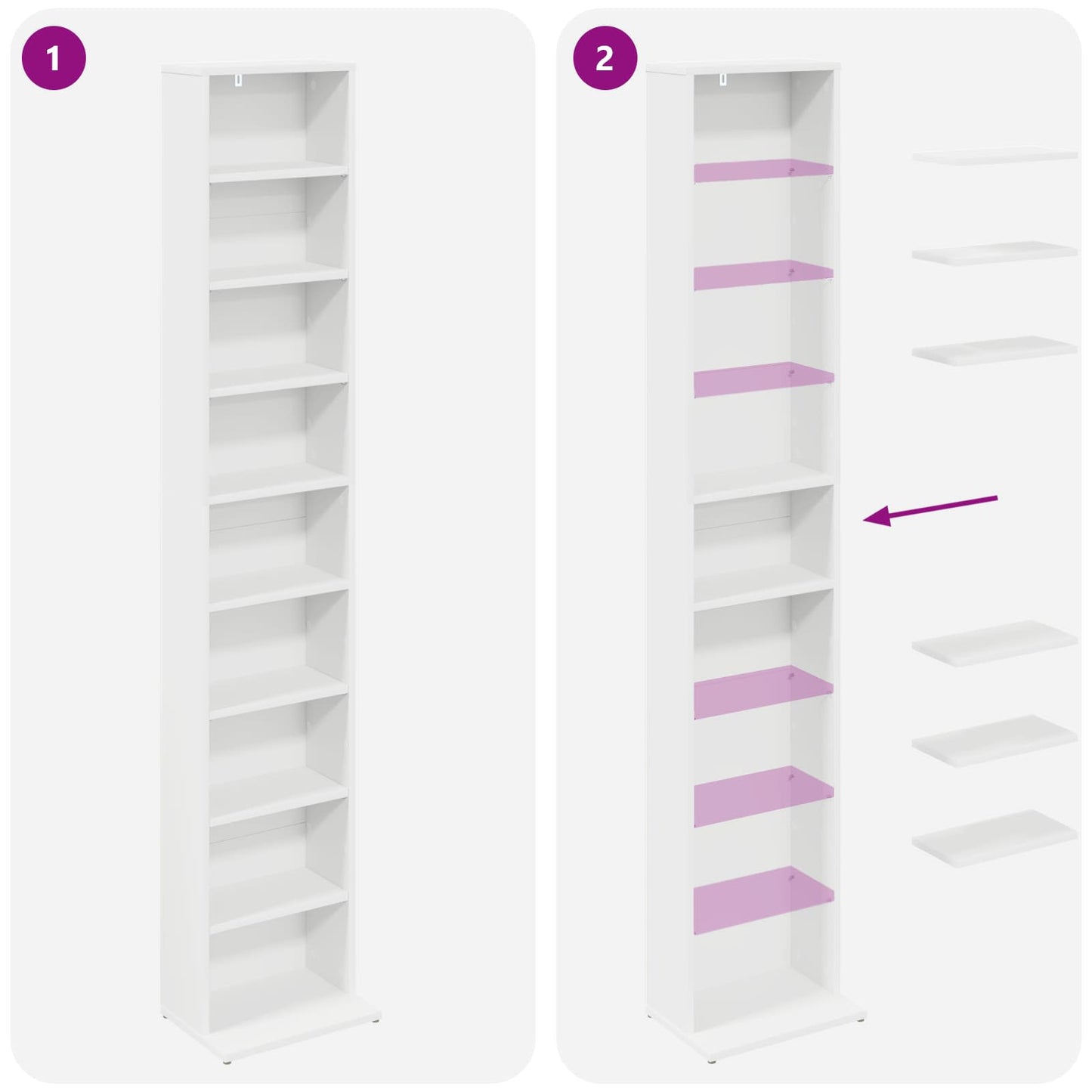 vidaXL CD Cabinet White 33 x 23.5 x 175 cm Engineered Wood