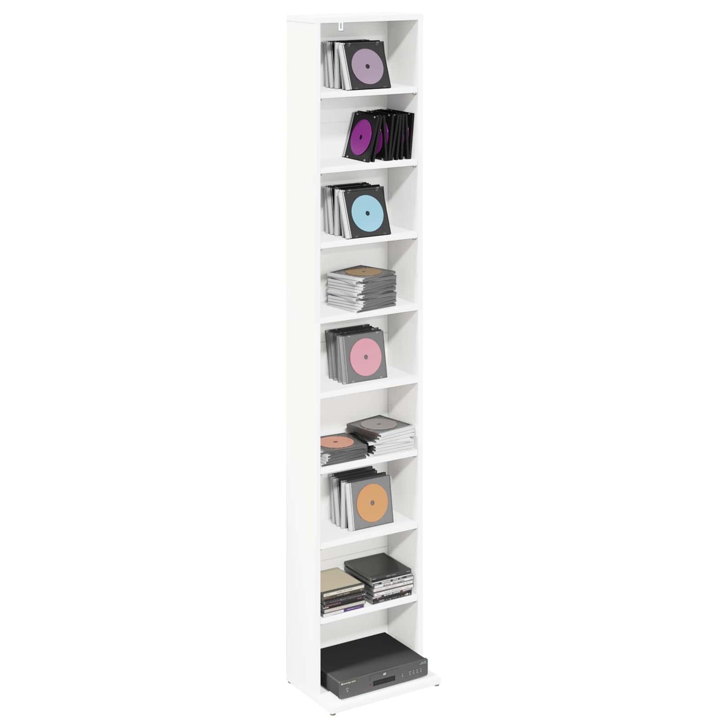 vidaXL CD Cabinet White 33 x 23.5 x 175 cm Engineered Wood