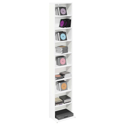 vidaXL CD Cabinet White 33 x 23.5 x 175 cm Engineered Wood