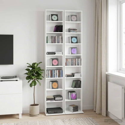 vidaXL CD Cabinet 2 pcs White 33 x 23.5 x 175 cm Engineered Wood