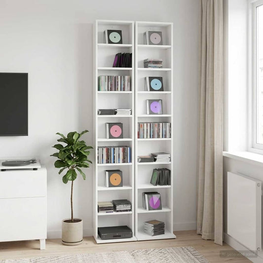 vidaXL CD Cabinet 2 pcs White 33 x 23.5 x 175 cm Engineered Wood