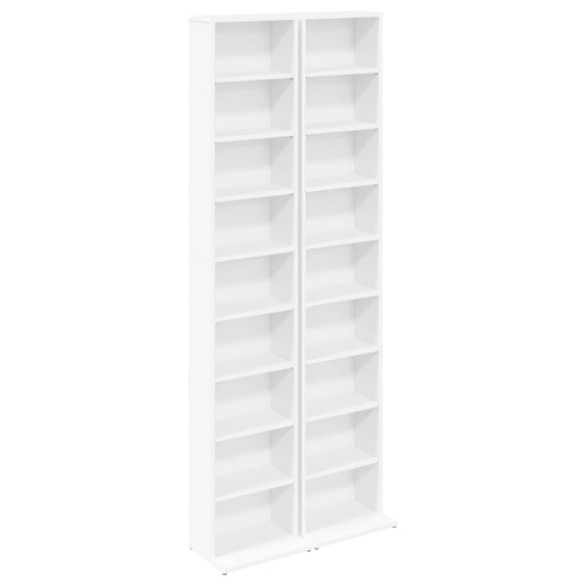 vidaXL CD Cabinet 2 pcs White 33 x 23.5 x 175 cm Engineered Wood