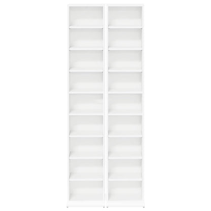 vidaXL CD Cabinet 2 pcs White 33 x 23.5 x 175 cm Engineered Wood