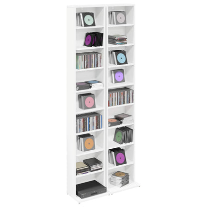 vidaXL CD Cabinet 2 pcs White 33 x 23.5 x 175 cm Engineered Wood