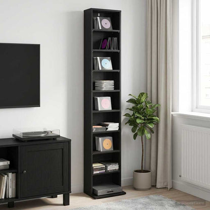 vidaXL CD Cabinet Black Oak 33 x 23.5 x 175 cm Engineered Wood