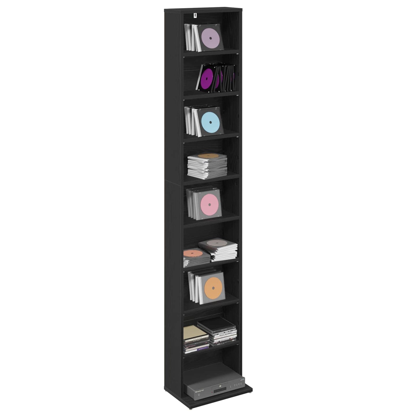 vidaXL CD Cabinet Black Oak 33 x 23.5 x 175 cm Engineered Wood