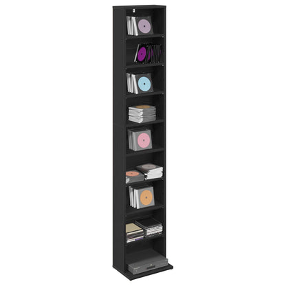 vidaXL CD Cabinet Black Oak 33 x 23.5 x 175 cm Engineered Wood