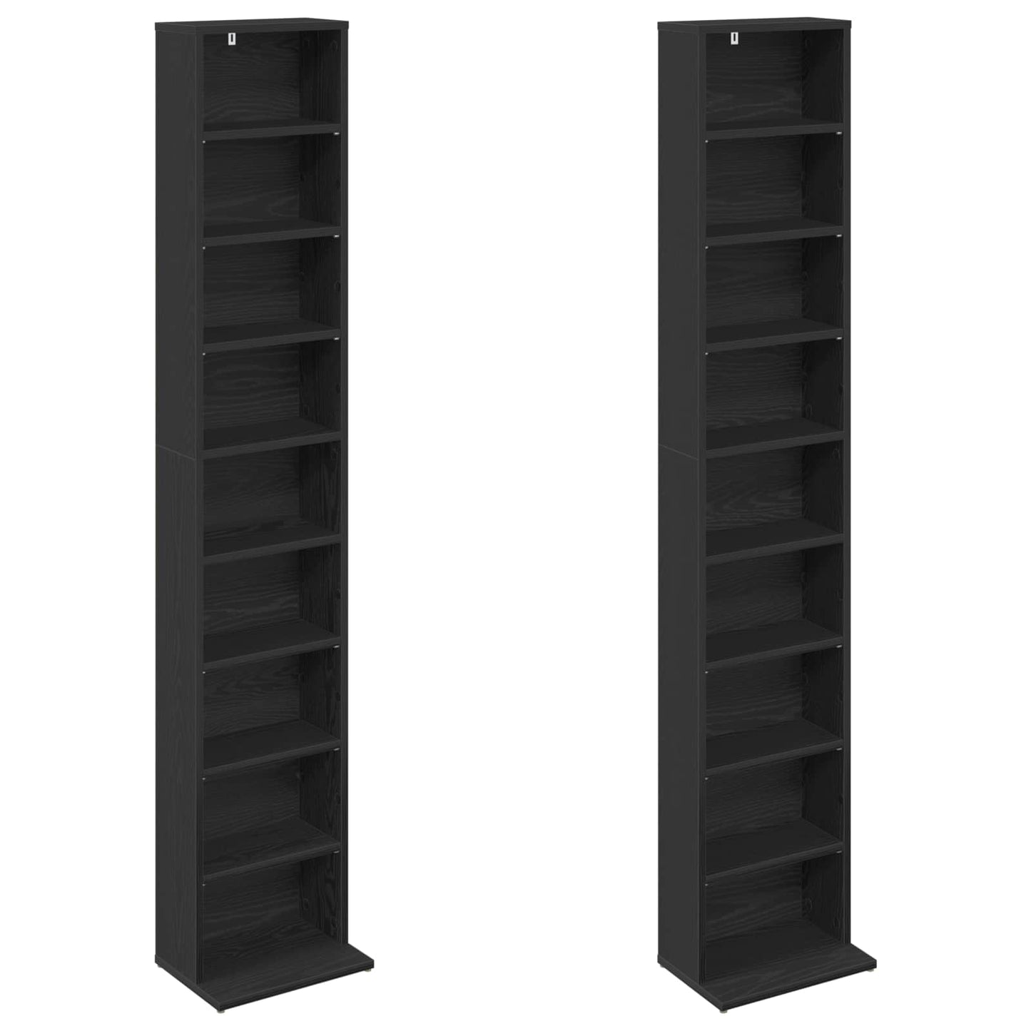 vidaXL CD Cabinet 2 pcs Black Oak 33 x 23.5 x 175 cm Engineered Wood