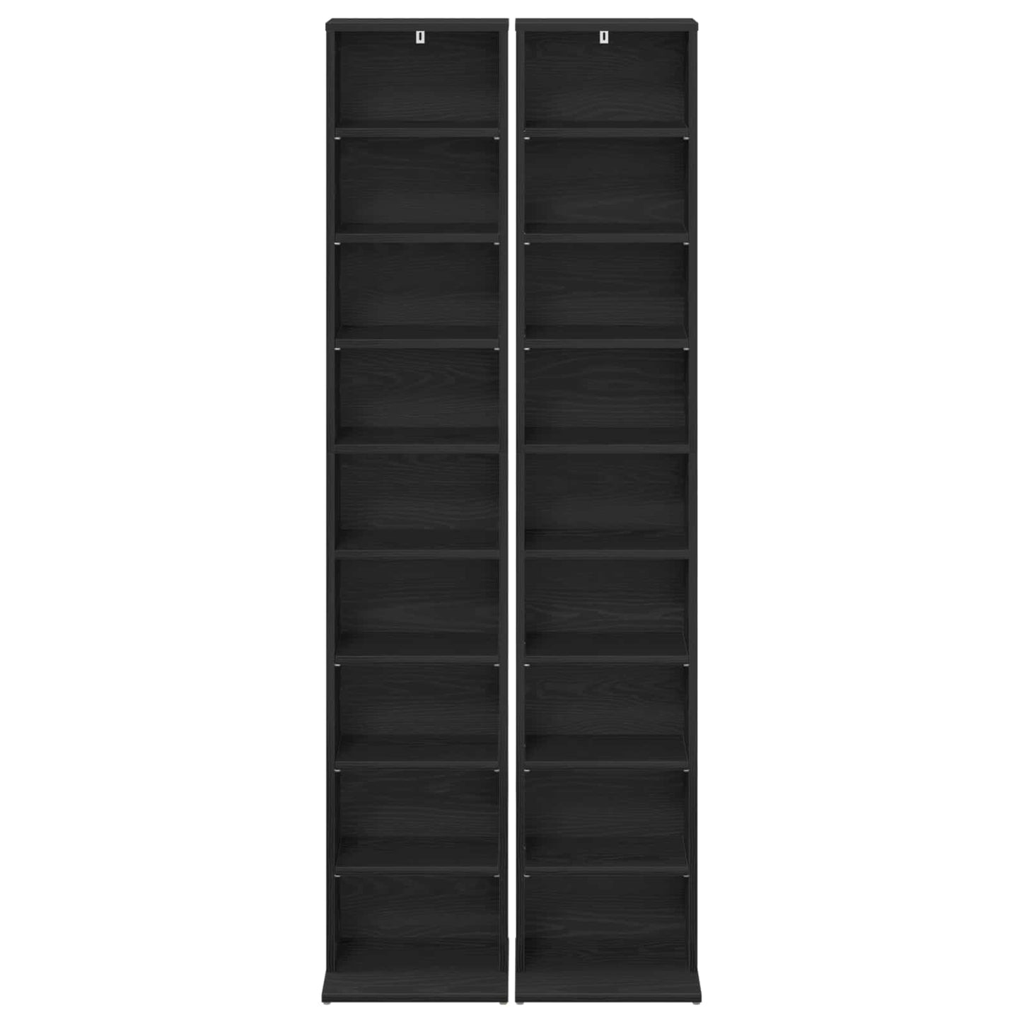 vidaXL CD Cabinet 2 pcs Black Oak 33 x 23.5 x 175 cm Engineered Wood