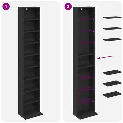 vidaXL CD Cabinet 2 pcs Black Oak 33 x 23.5 x 175 cm Engineered Wood