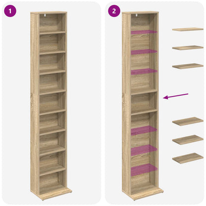 vidaXL CD Cabinet Sonoma Oak 33 x 23.5 x 175 cm Engineered Wood