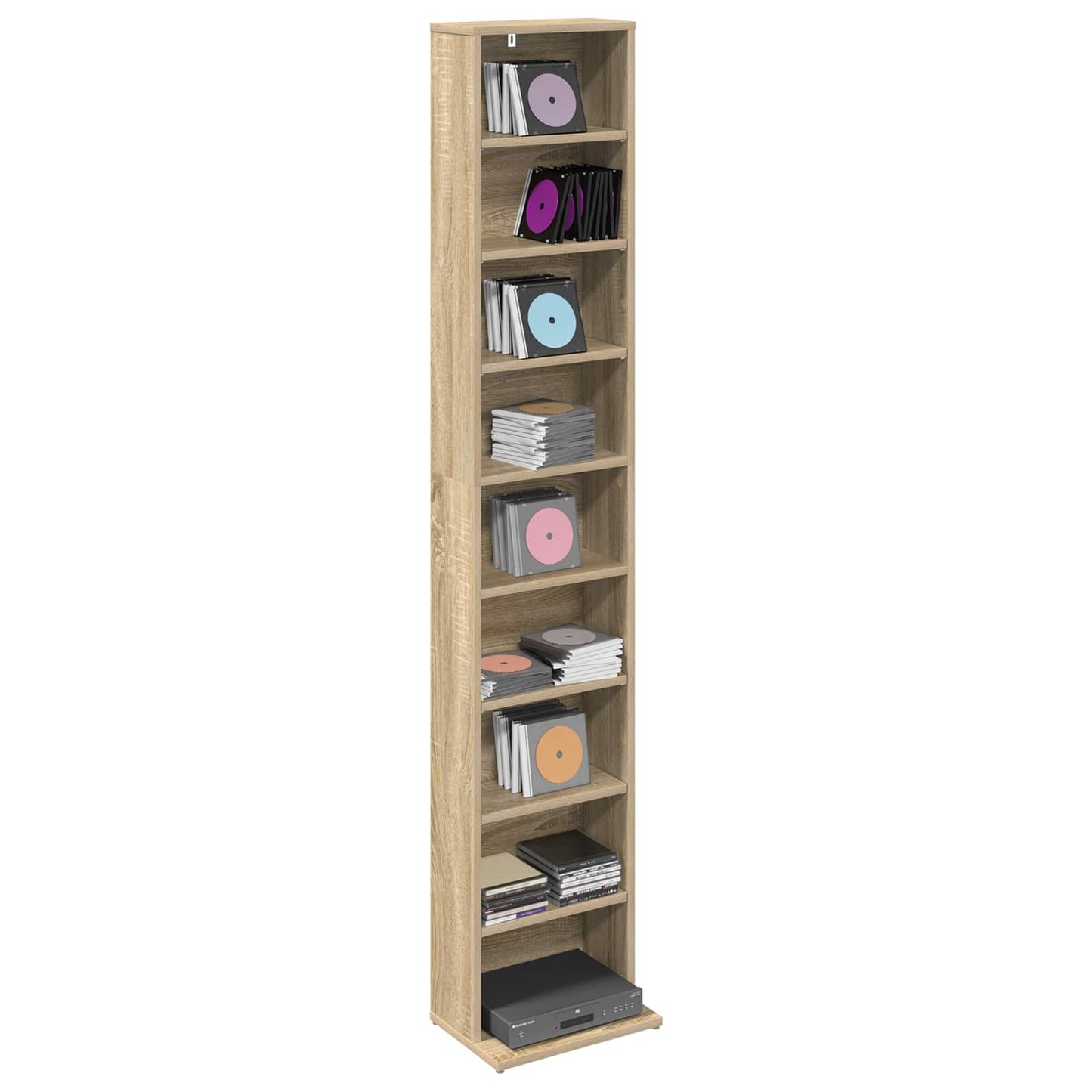 vidaXL CD Cabinet Sonoma Oak 33 x 23.5 x 175 cm Engineered Wood