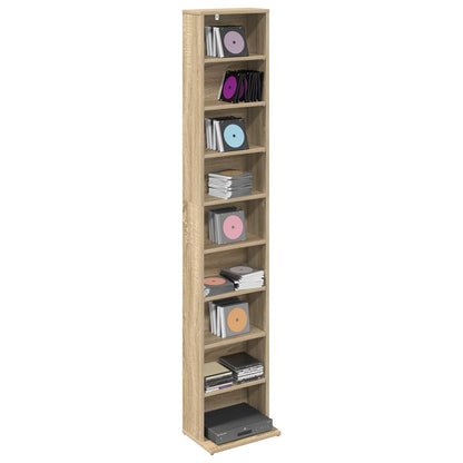 vidaXL CD Cabinet Sonoma Oak 33 x 23.5 x 175 cm Engineered Wood