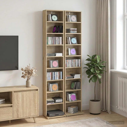 vidaXL CD Cabinet 2 pcs Sonoma Oak 33 x 23.5 x 175 cm Engineered Wood