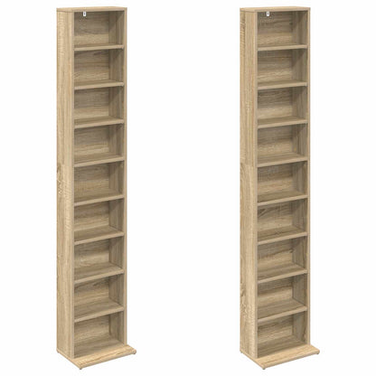 vidaXL CD Cabinet 2 pcs Sonoma Oak 33 x 23.5 x 175 cm Engineered Wood