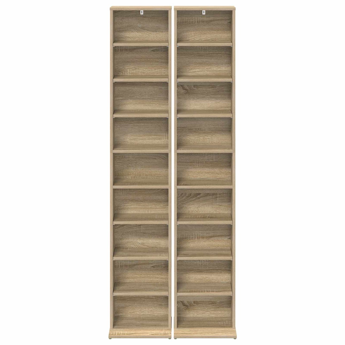 vidaXL CD Cabinet 2 pcs Sonoma Oak 33 x 23.5 x 175 cm Engineered Wood