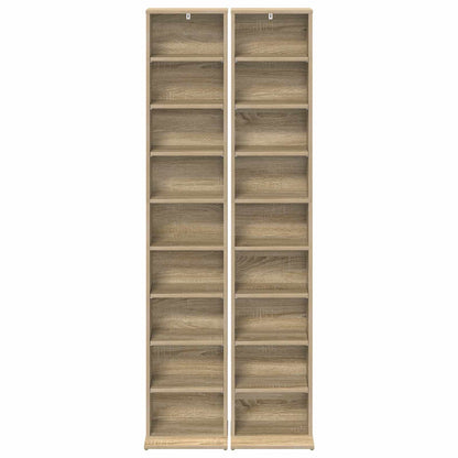 vidaXL CD Cabinet 2 pcs Sonoma Oak 33 x 23.5 x 175 cm Engineered Wood