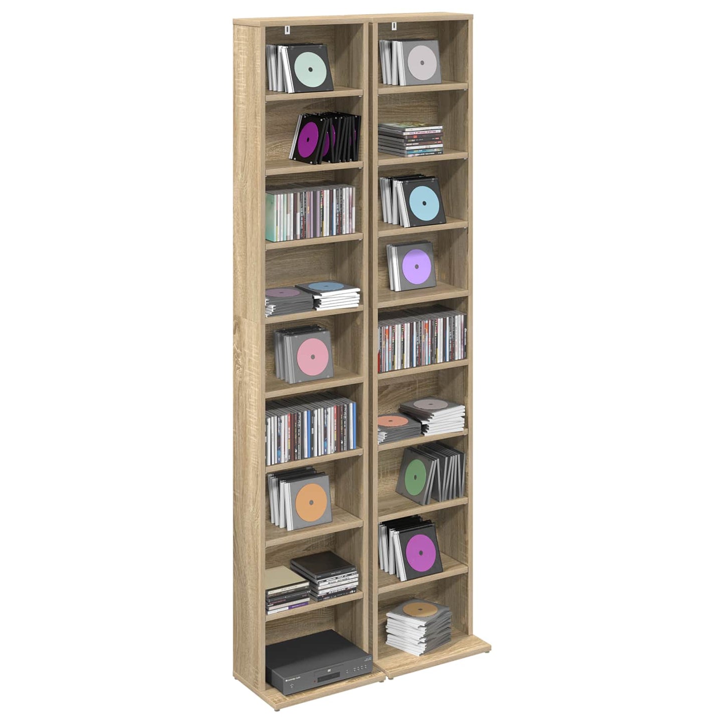 vidaXL CD Cabinet 2 pcs Sonoma Oak 33 x 23.5 x 175 cm Engineered Wood