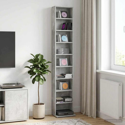 vidaXL CD Cabinet Concrete Grey 33 x 23.5 x 175 cm Engineered Wood