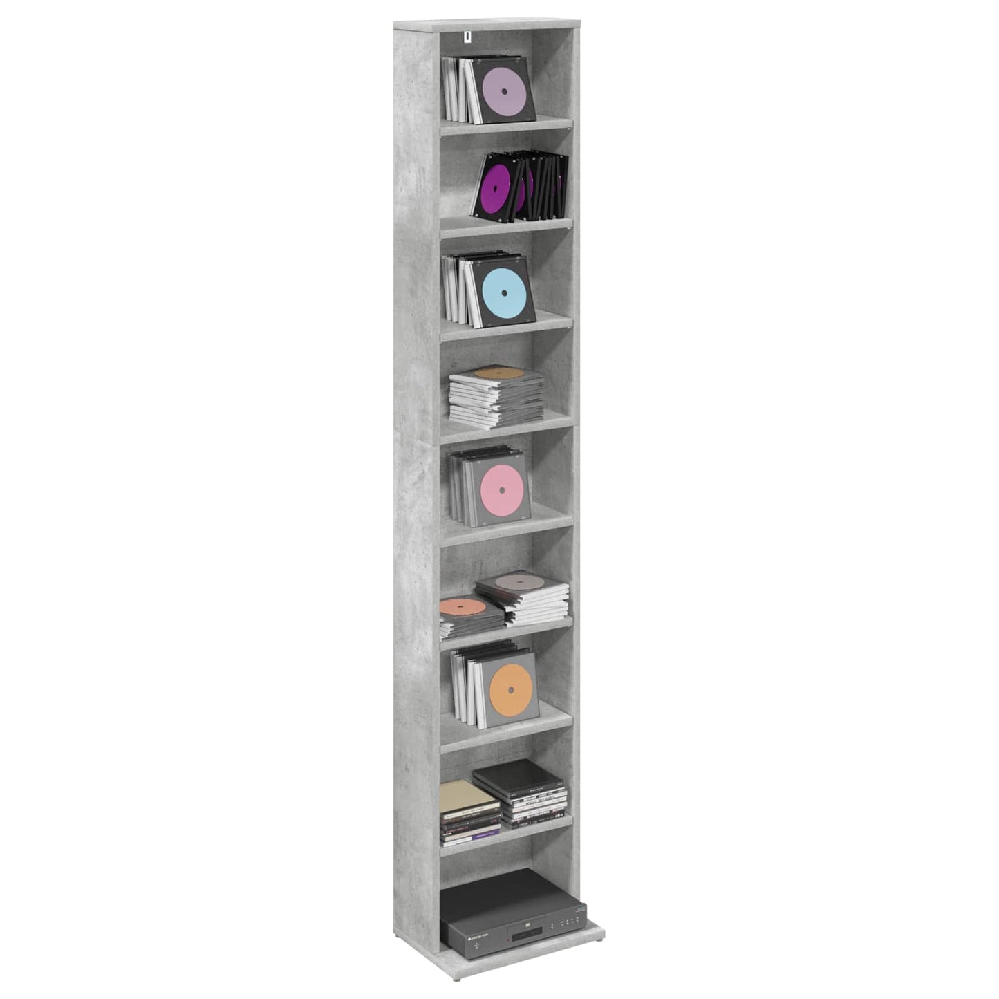 vidaXL CD Cabinet Concrete Grey 33 x 23.5 x 175 cm Engineered Wood