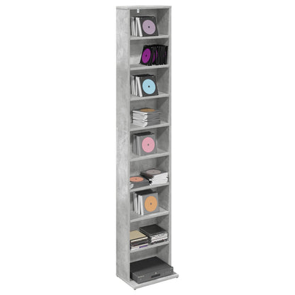 vidaXL CD Cabinet Concrete Grey 33 x 23.5 x 175 cm Engineered Wood