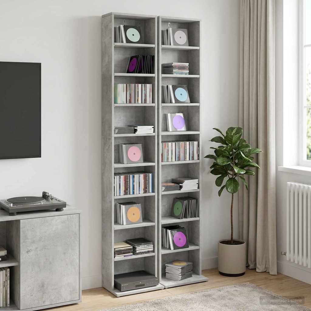 vidaXL CD Cabinet 2 pcs Concrete Grey 33 x 23.5 x 175 cm