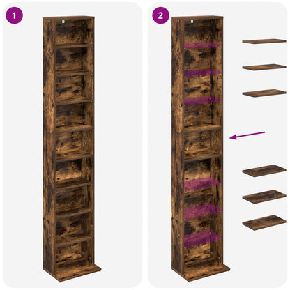 vidaXL CD Cabinet Smoked Oak 33 x 23.5 x 175 cm Engineered Wood