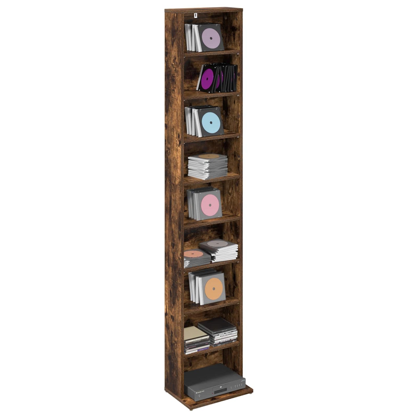 vidaXL CD Cabinet Smoked Oak 33 x 23.5 x 175 cm Engineered Wood