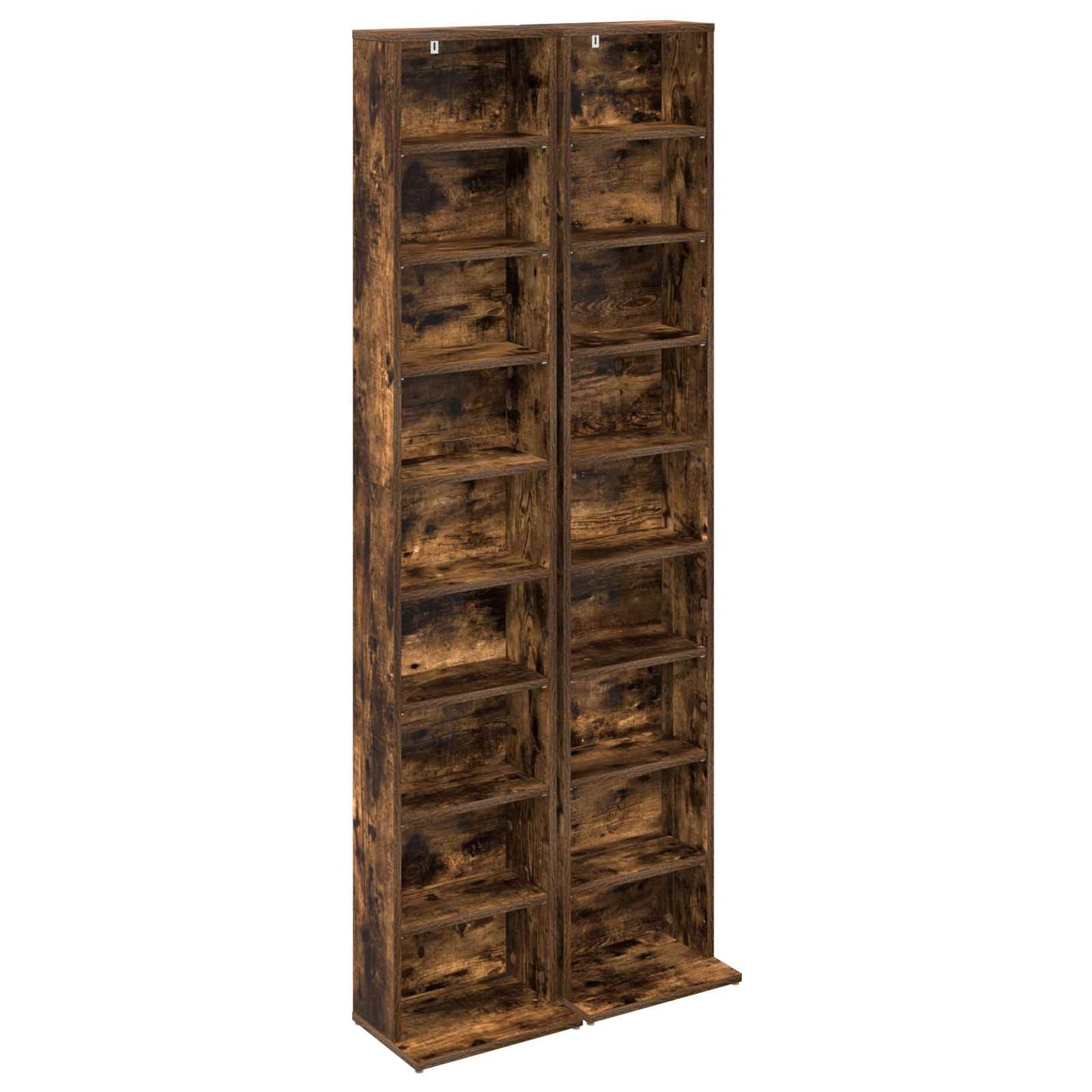 vidaXL CD Cabinet 2 pcs Smoked Oak 33 x 23.5 x 175 cm Engineered Wood