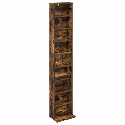 vidaXL CD Cabinet 2 pcs Smoked Oak 33 x 23.5 x 175 cm Engineered Wood