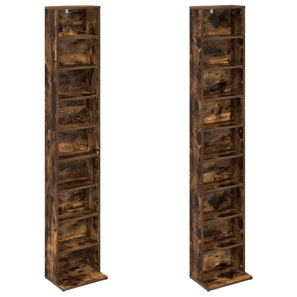 vidaXL CD Cabinet 2 pcs Smoked Oak 33 x 23.5 x 175 cm Engineered Wood