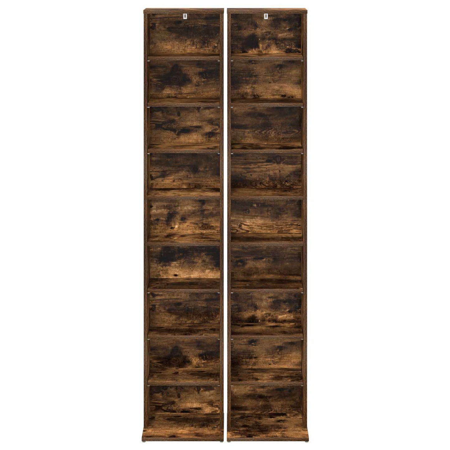 vidaXL CD Cabinet 2 pcs Smoked Oak 33 x 23.5 x 175 cm Engineered Wood