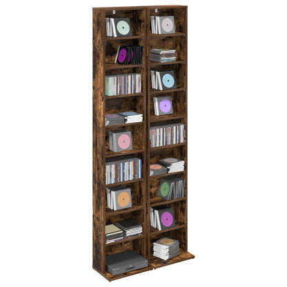 vidaXL CD Cabinet 2 pcs Smoked Oak 33 x 23.5 x 175 cm Engineered Wood
