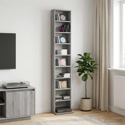 vidaXL CD Cabinet Grey Sonoma 33 x 23.5 x 175 cm Engineered Wood