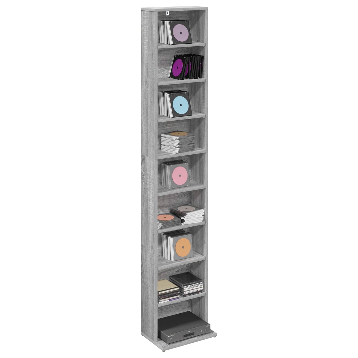 vidaXL CD Cabinet Grey Sonoma 33 x 23.5 x 175 cm Engineered Wood