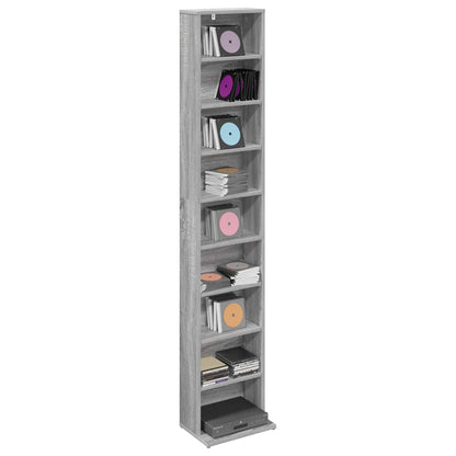 vidaXL CD Cabinet Grey Sonoma 33 x 23.5 x 175 cm Engineered Wood