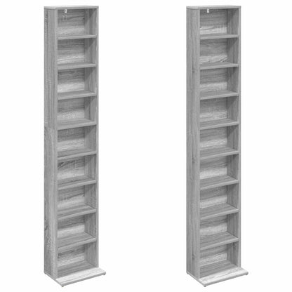 vidaXL CD Cabinet 2 pcs Grey Sonoma 33 x 23.5 x 175 cm Engineered Wood