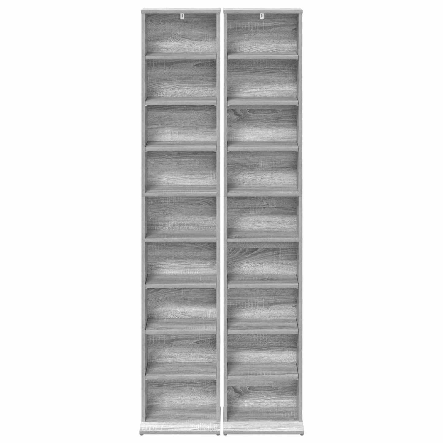 vidaXL CD Cabinet 2 pcs Grey Sonoma 33 x 23.5 x 175 cm Engineered Wood