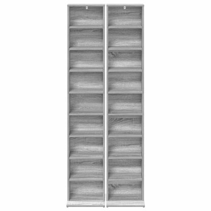 vidaXL CD Cabinet 2 pcs Grey Sonoma 33 x 23.5 x 175 cm Engineered Wood