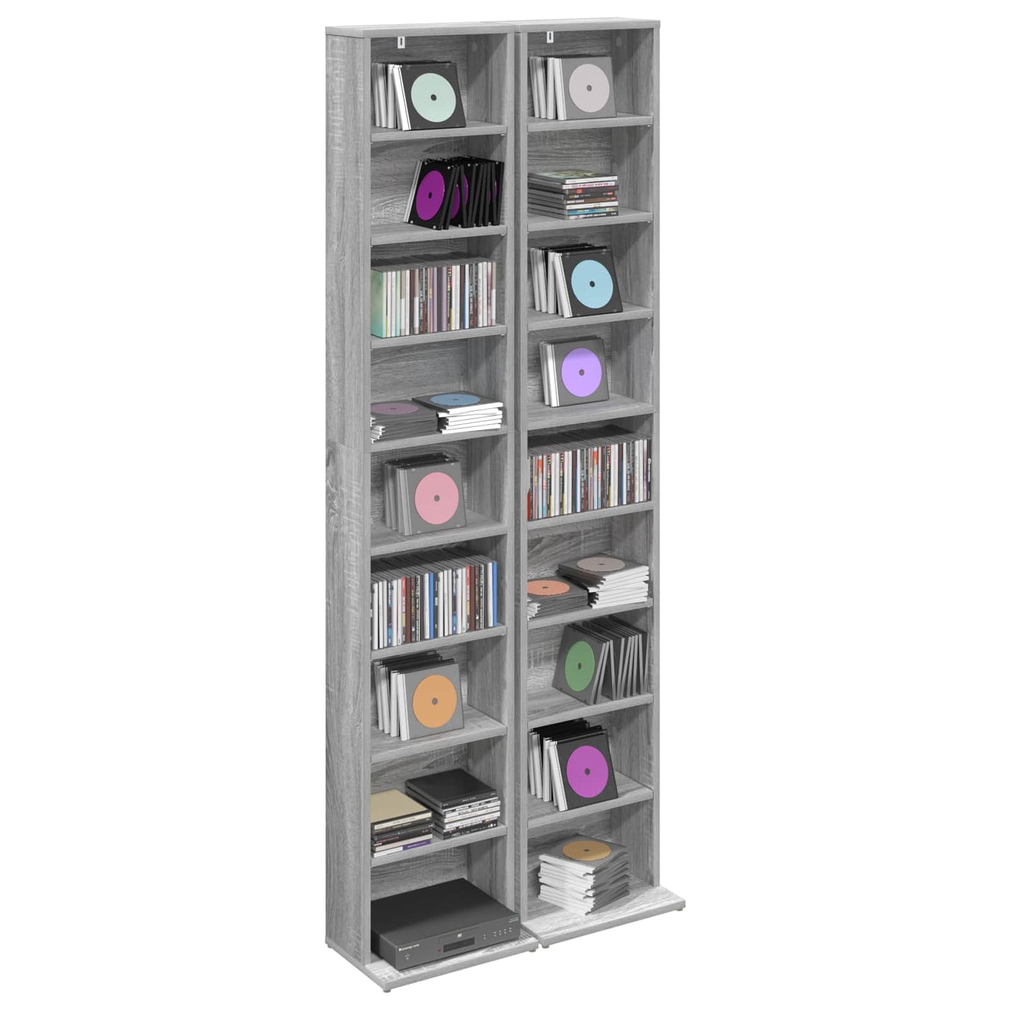 vidaXL CD Cabinet 2 pcs Grey Sonoma 33 x 23.5 x 175 cm Engineered Wood