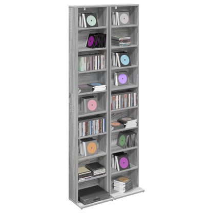 vidaXL CD Cabinet 2 pcs Grey Sonoma 33 x 23.5 x 175 cm Engineered Wood